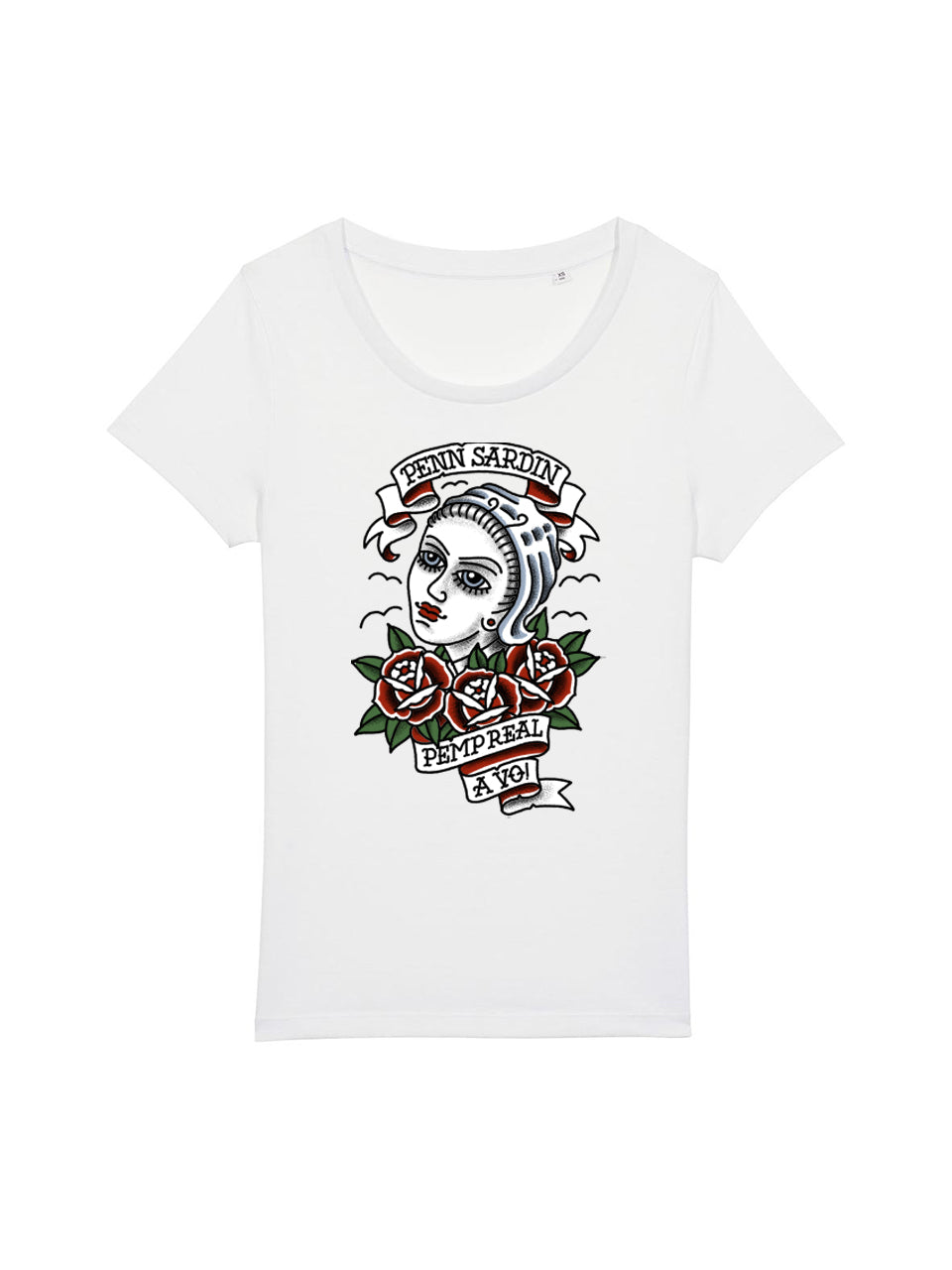 dna merch 161 Clothing Penn Sardin T-Shirt Damen Weiß Baumwolle
