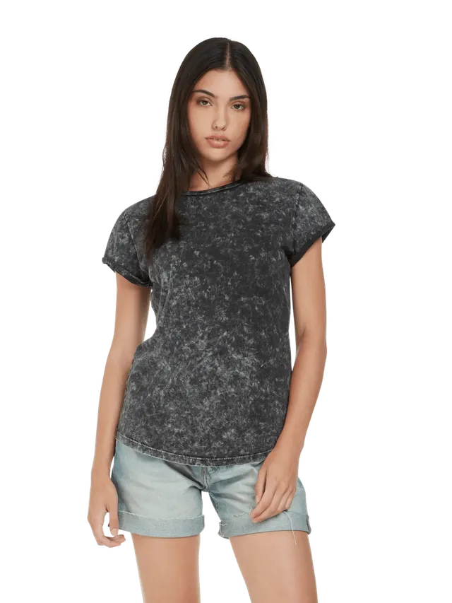 dna merch Basic Damen T-Shirt gerollte Ärmel Biobaumwolle
