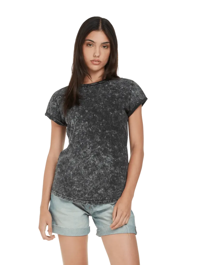 dna merch Basic Damen T-Shirt gerollte Ärmel Biobaumwolle