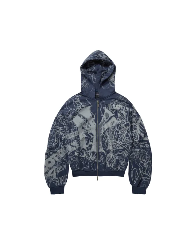 Mowalola Graffiti Track Top Hoodie navy Baumwolle
