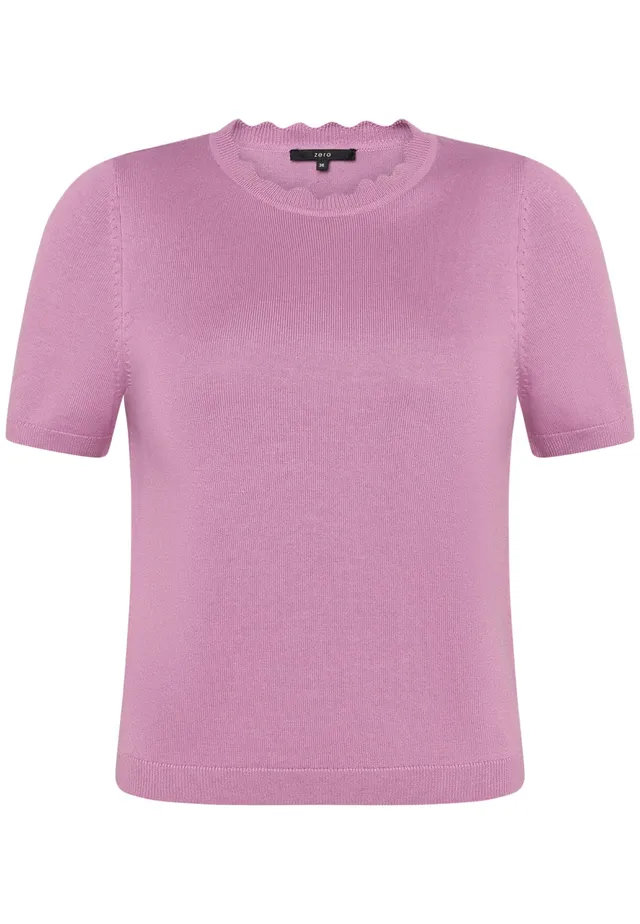 zero Kurzarmpullover Wellensaum Smoky Grape 40