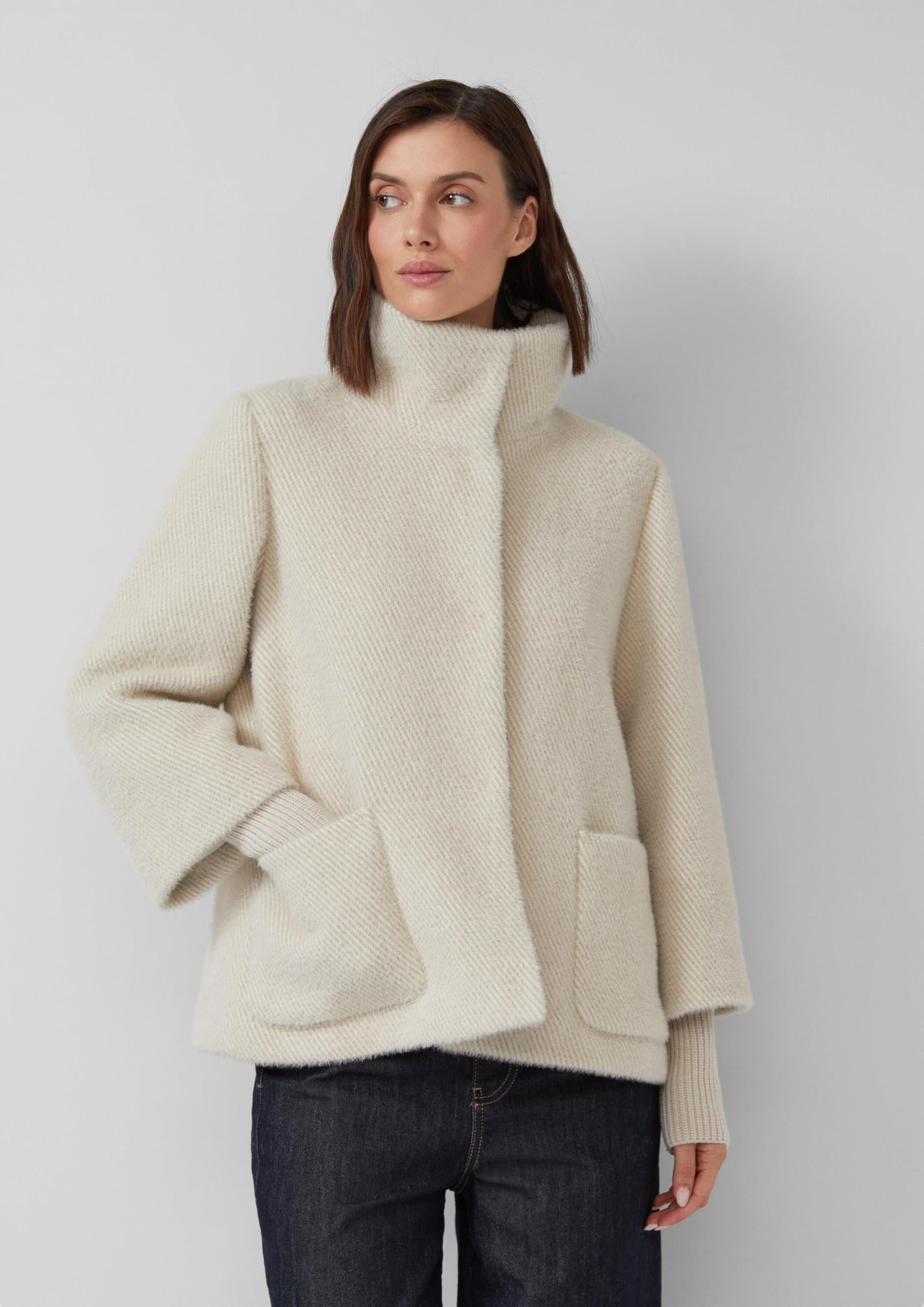s.Oliver Teddy-Plüsch Jacke helles beige Gr.42 kurz