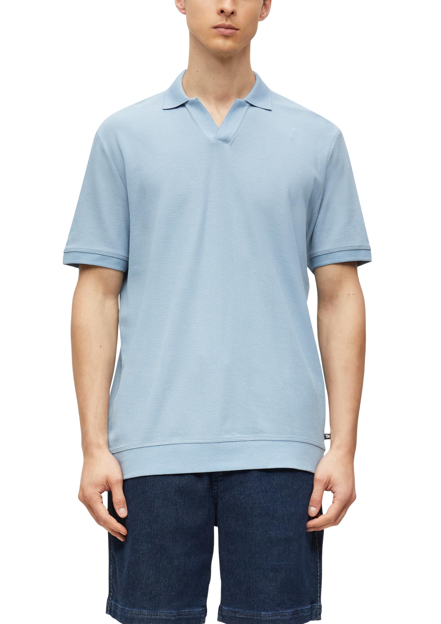 s.Oliver Herren Poloshirt Waffelpiqué Baumwolle navy