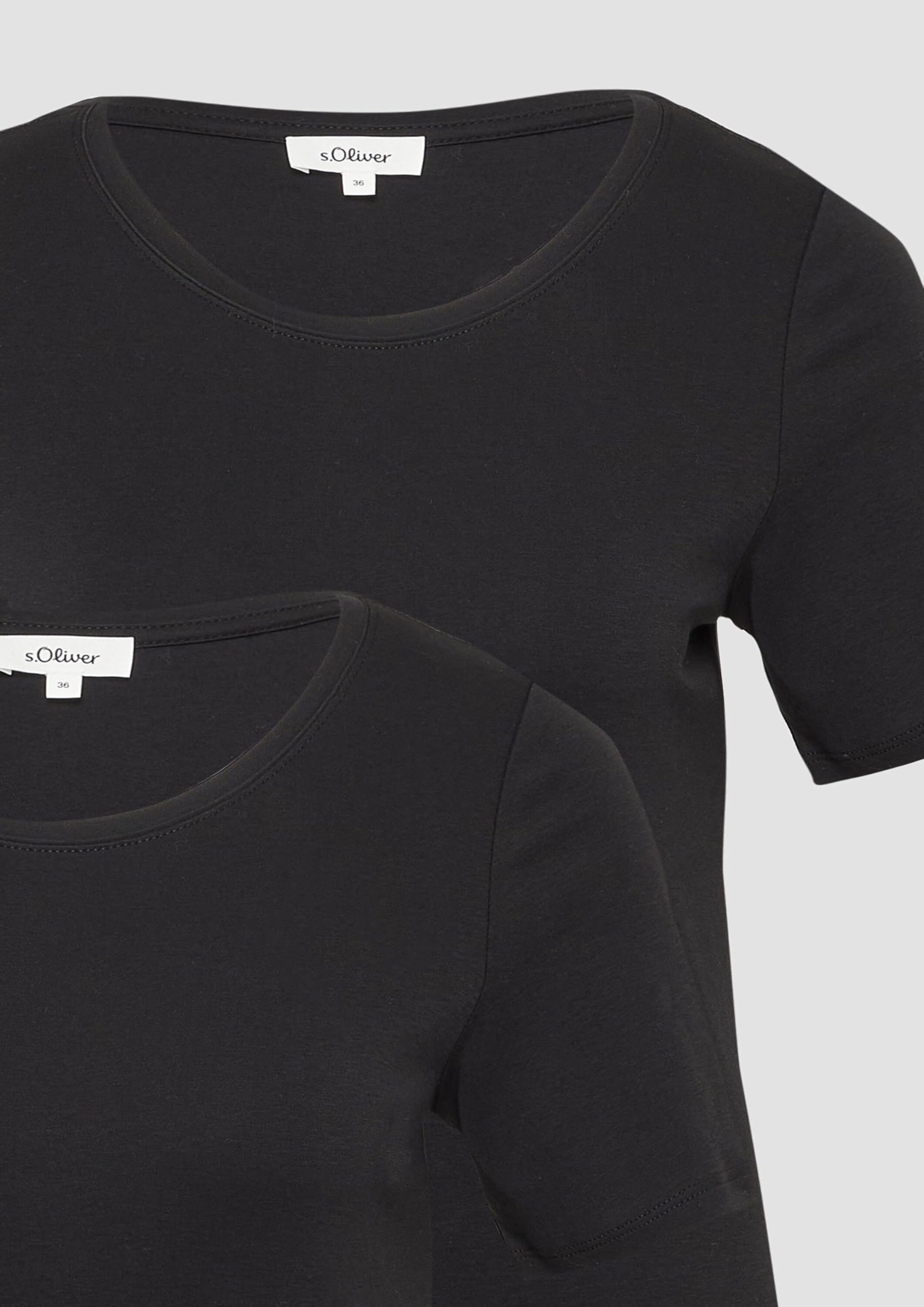 s.Oliver T-Shirt 2er-Pack Interlock weiß-schwarz Gr.40
