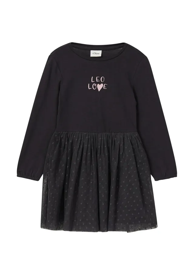 s.Oliver Junior Kleid mit Mesh-Rock und Glitzerprint himbeere