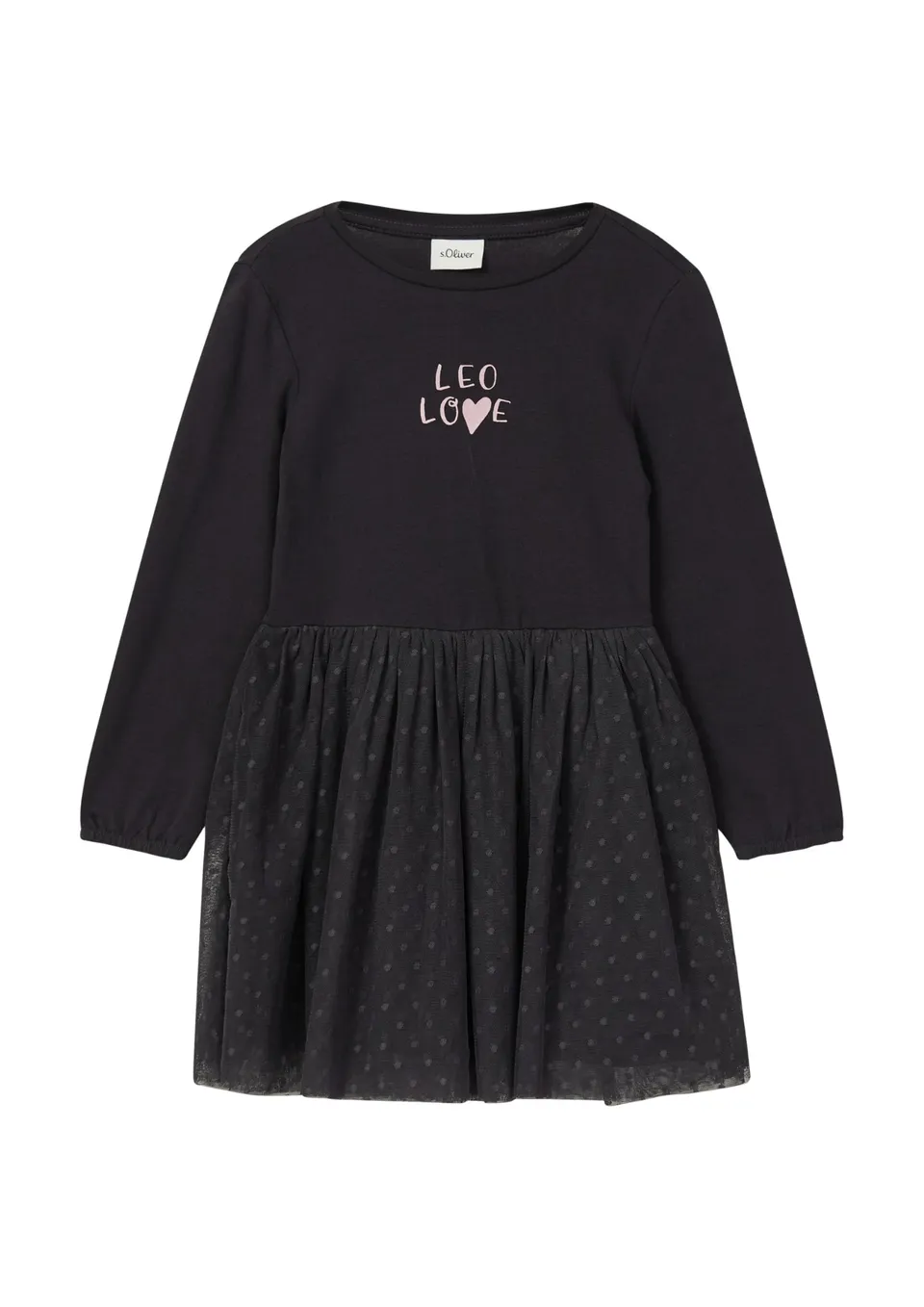 s.Oliver Junior Kleid mit Mesh-Rock und Glitzerprint himbeere