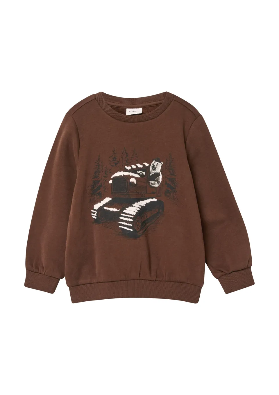 s.Oliver Junior Sweatshirt Frontprint 128-134 kuschelig braun