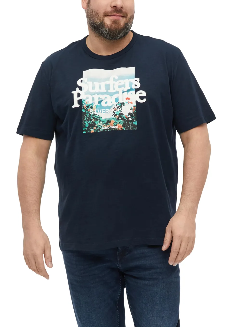 s.Oliver Flammgarn-T-Shirt Artwork 5XL Weiß