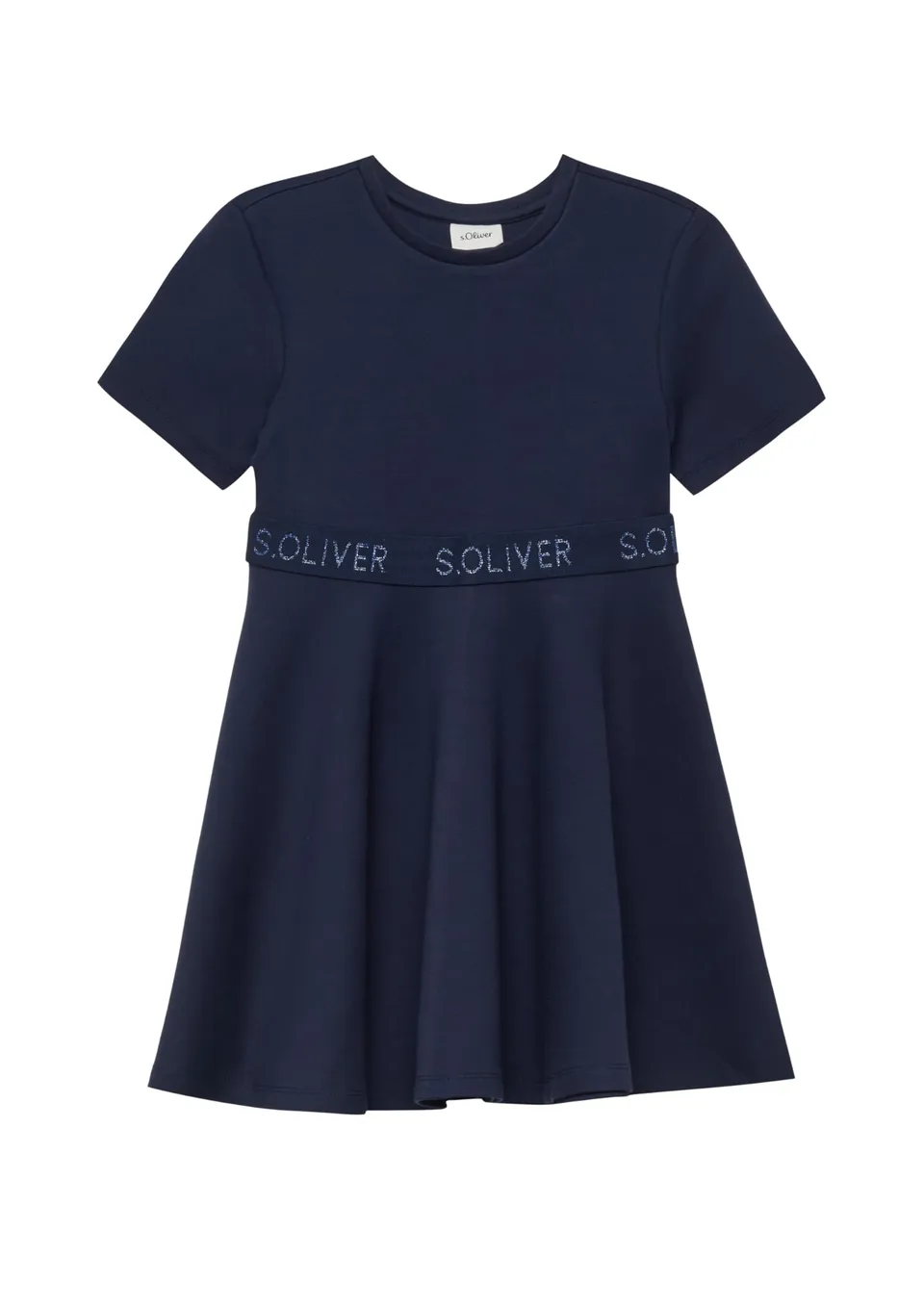 s.Oliver RED LABEL Interlock-Kleid Logo-Glitzertape blau 92
