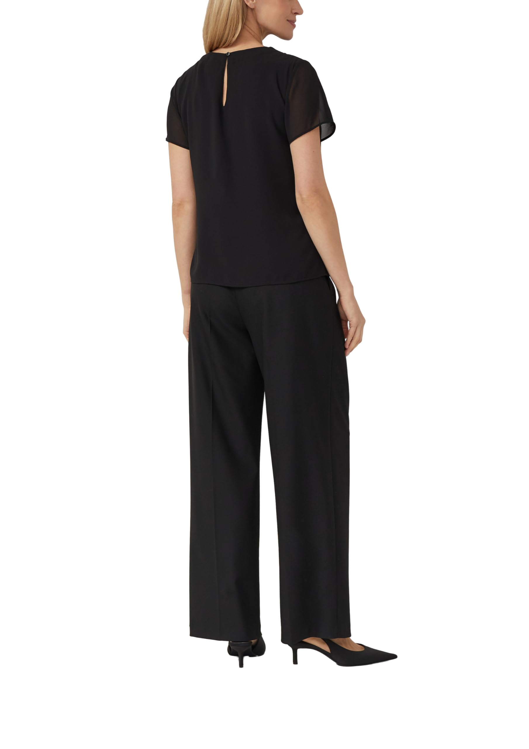 s.Oliver Chiffon-Bluse Kurzarm Gr. 38 mit Raffung