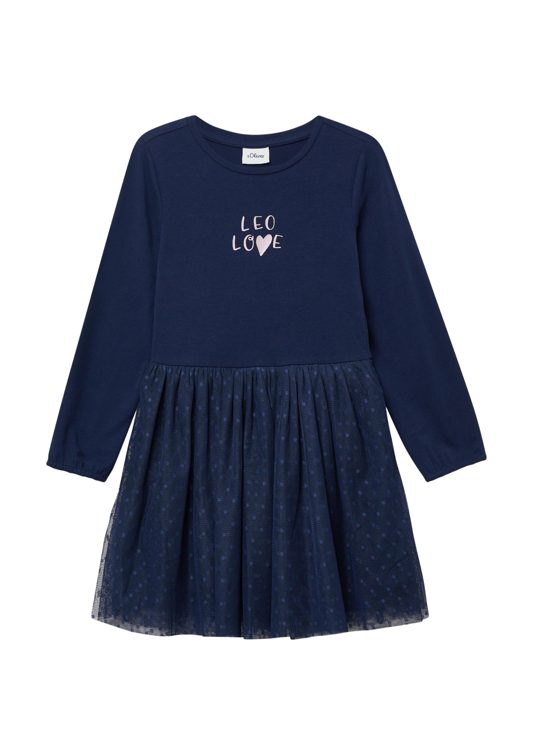 s.Oliver Junior Kleid mit Mesh-Rock und Glitzerprint himbeere