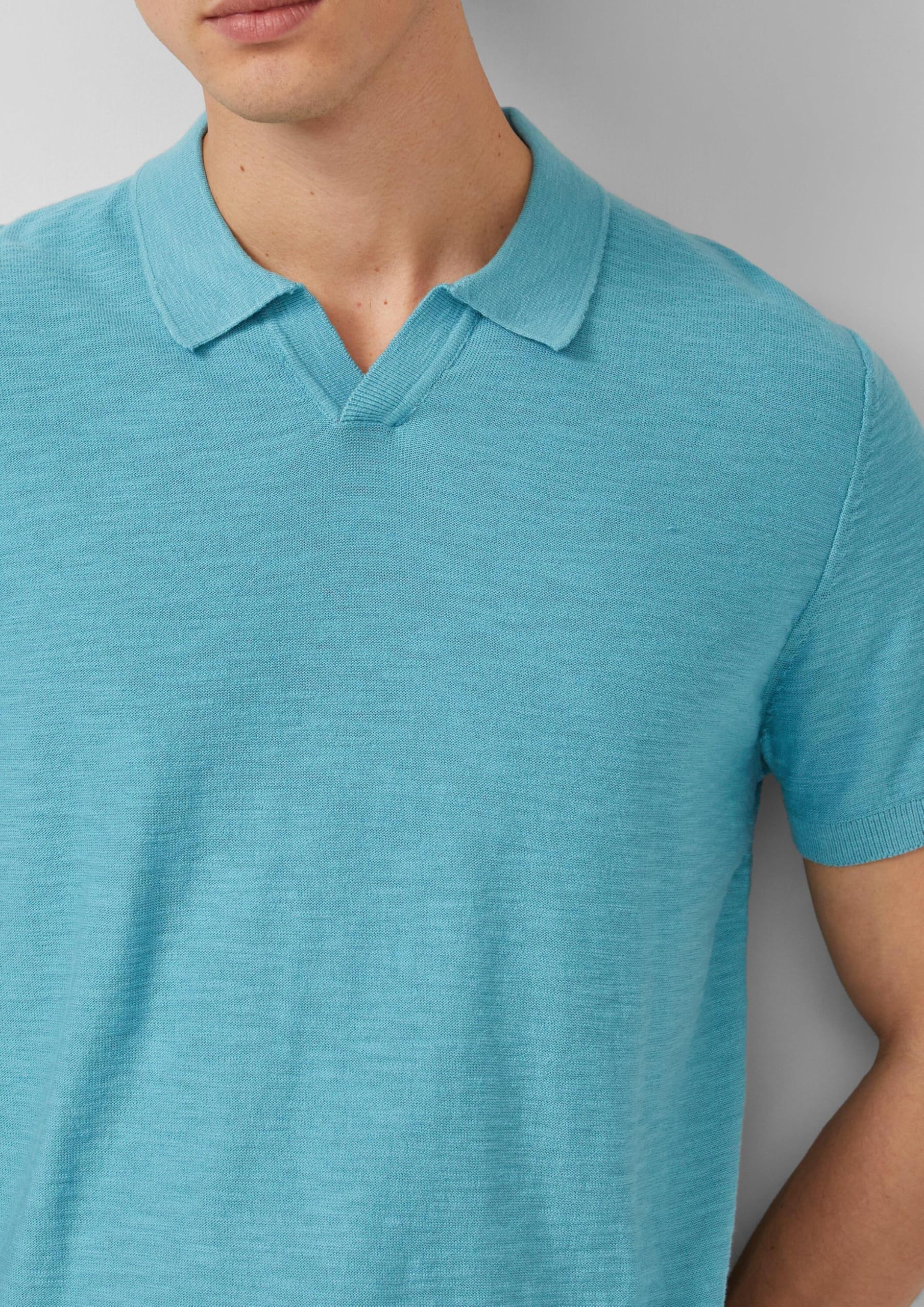 s.Oliver Red Label Strick-Poloshirt Flammgarn L Türkis