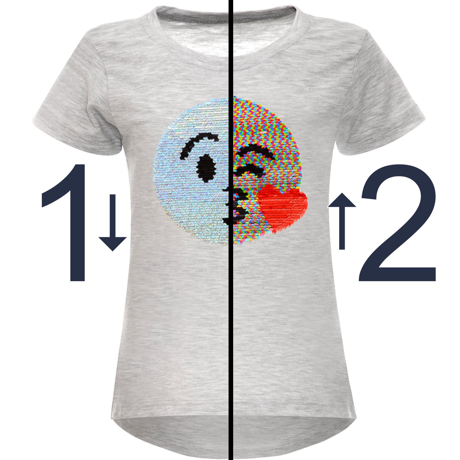 BEZLIT Mädchen T-Shirt Wendepailletten Herz Baumwolle rosa 116