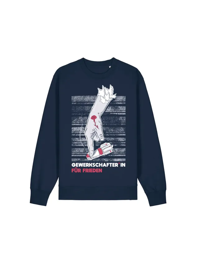 dna merch Gewerkschafter*in für Frieden Rundhalspullover Schwarz Bio