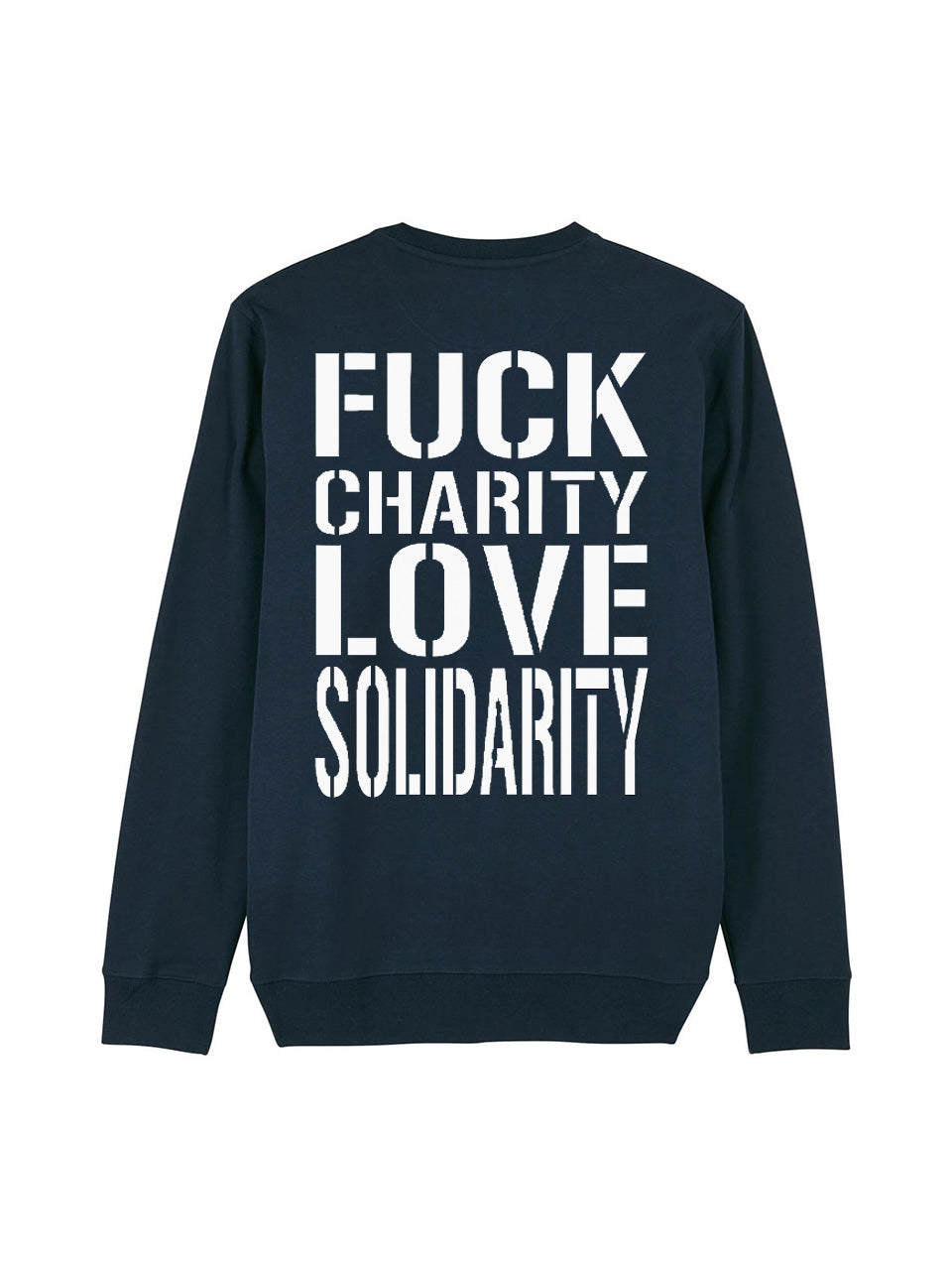 dna merch Fuck Charity Rundhalspullover Damen schwarz Biobaumwolle