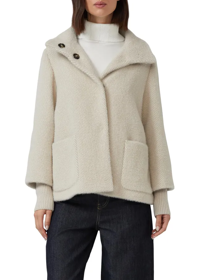 s.Oliver Teddy-Plüsch Jacke helles beige Gr.42 kurz