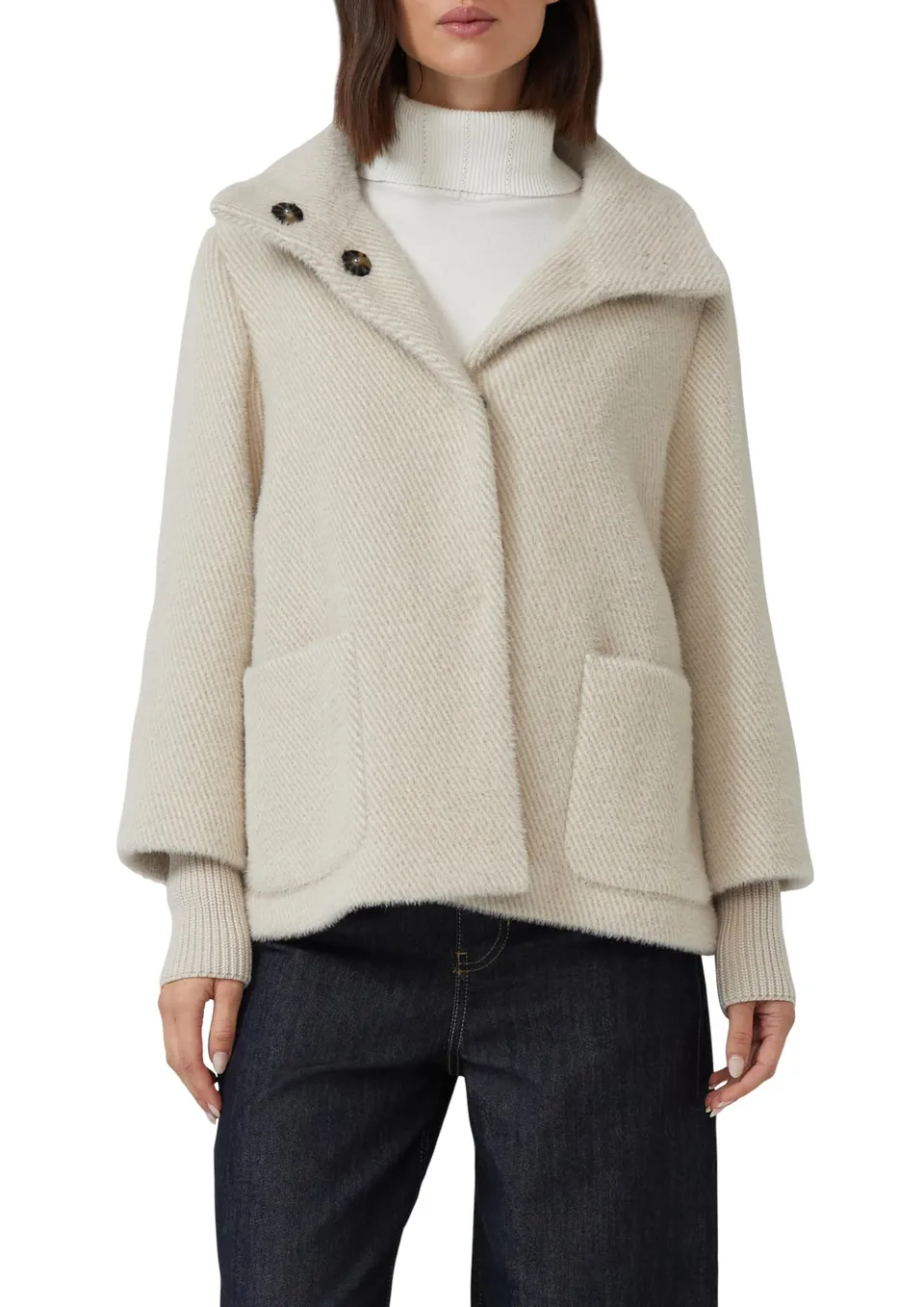 s.Oliver Teddy-Plüsch Jacke helles beige Gr.42 kurz