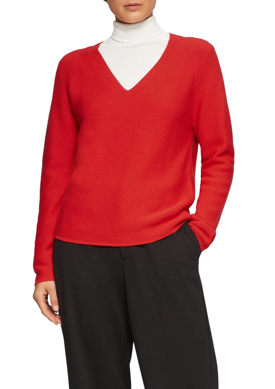 s.Oliver Junior Strickpullover gerippt V-Ausschnitt