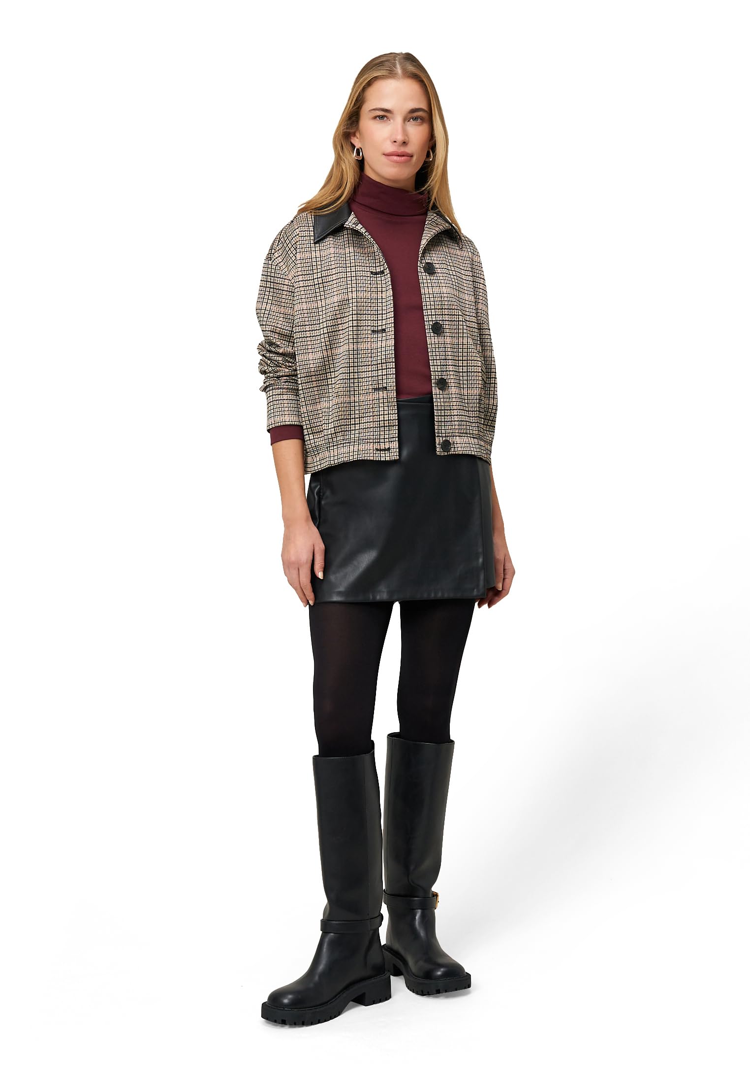 zero Karo-Jacke mit Knopfleiste Beige-Black Gr.40