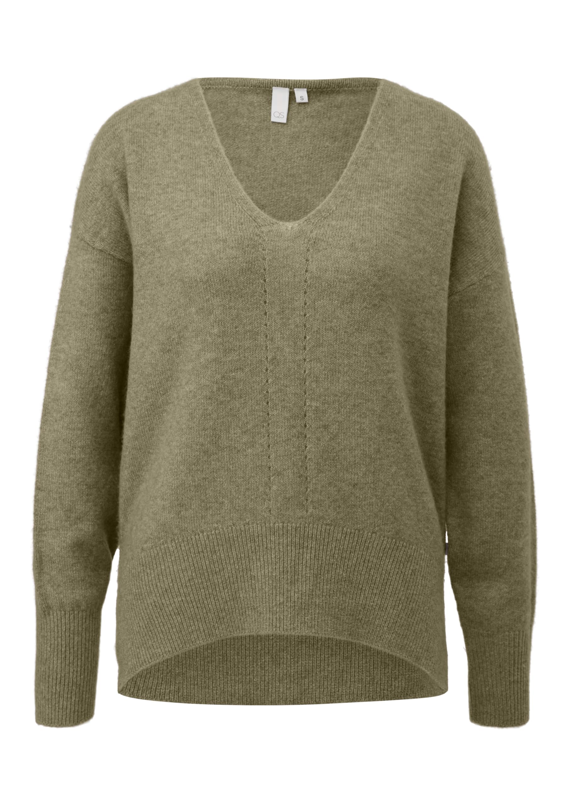s.Oliver QS Strickpullover Ajour-Detail V-Ausschnitt