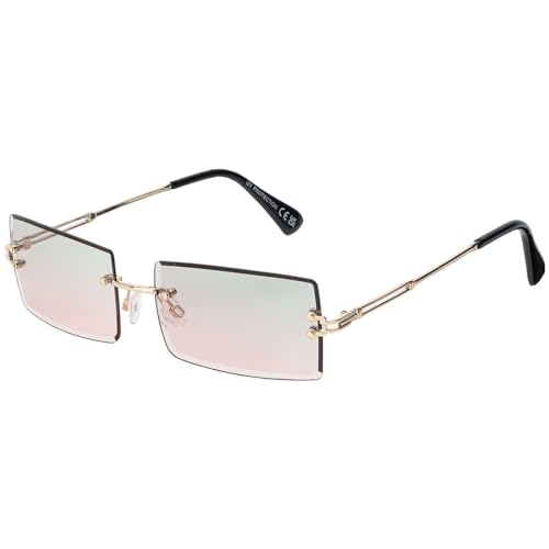 BEZLIT rechteckig randlos Sonnenbrille Braun UV400