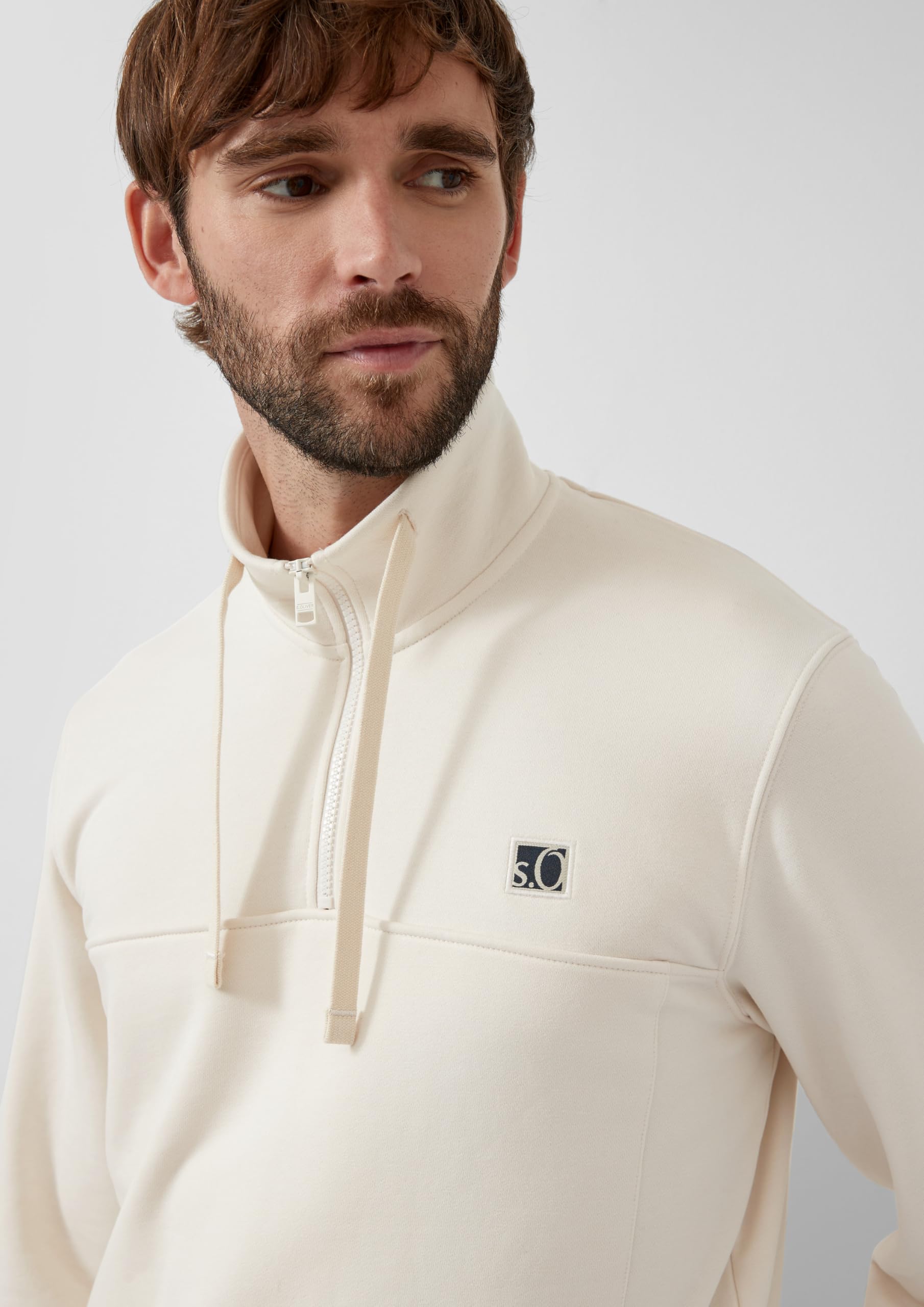 s.Oliver RED LABEL Sweatshirt Stehkragen Eingrifftaschen cognac