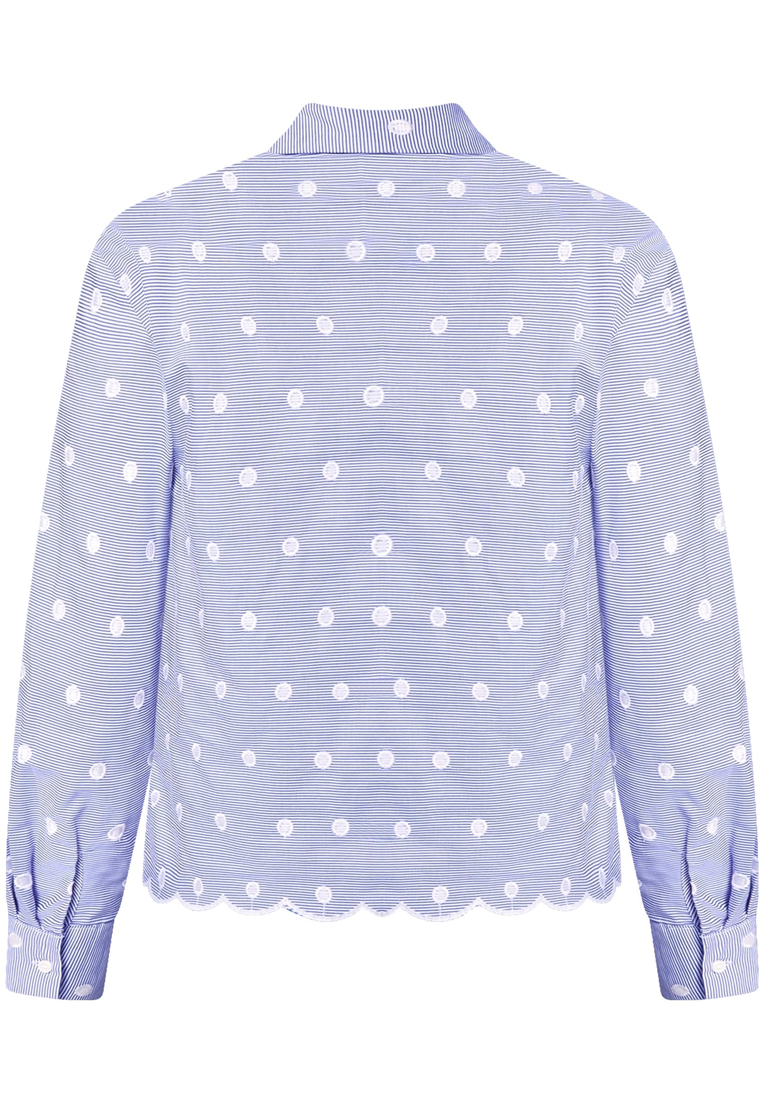 zero Bluse Streifen Stickerei Damenbluse 40 BlueWhite klassisch
