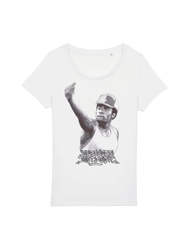 dna merch No Bosses Just Music T-Shirt Damen Weiß Biobaumwolle