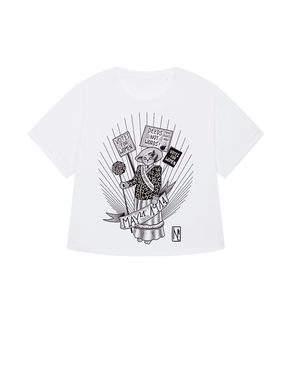 dna merch Working Class History Suffragetten 1914 T-Shirt Weiß Oversized