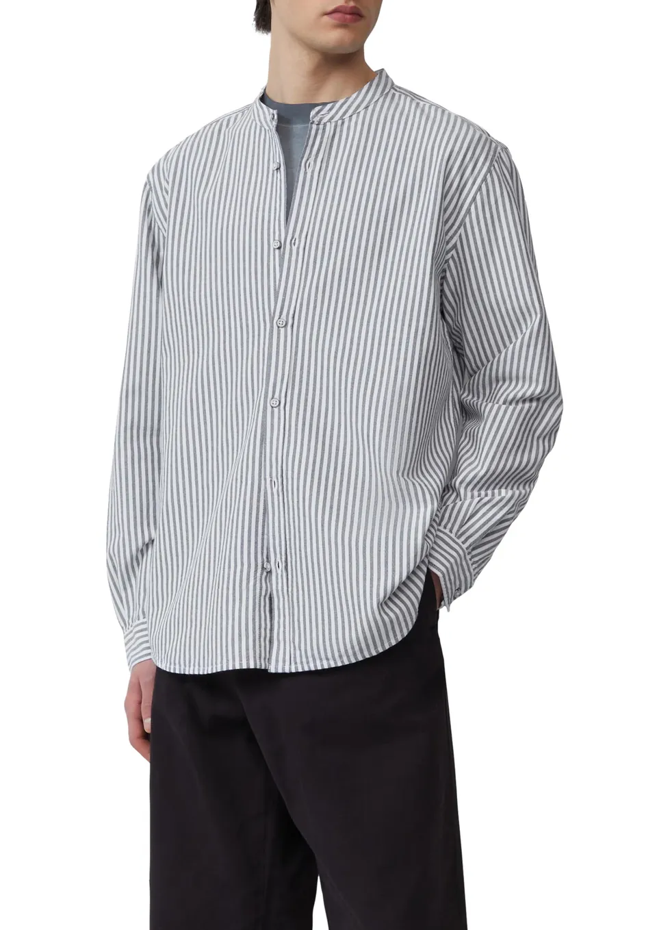 s.Oliver QS Stehkragenhemd Herren Oxford gestreift