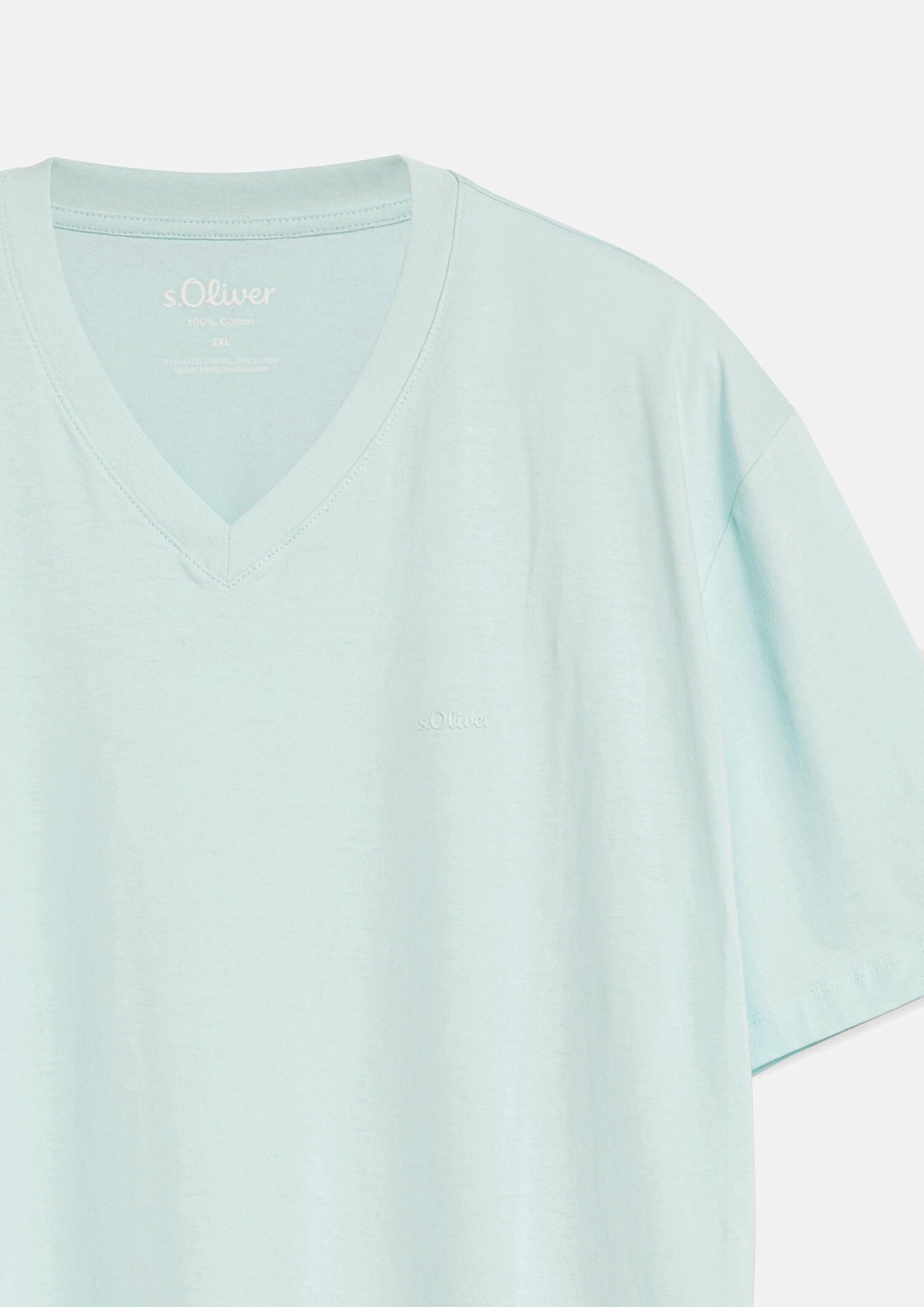 s.Oliver Big Size T-Shirt V-Ausschnitt Baumwolle schwarz