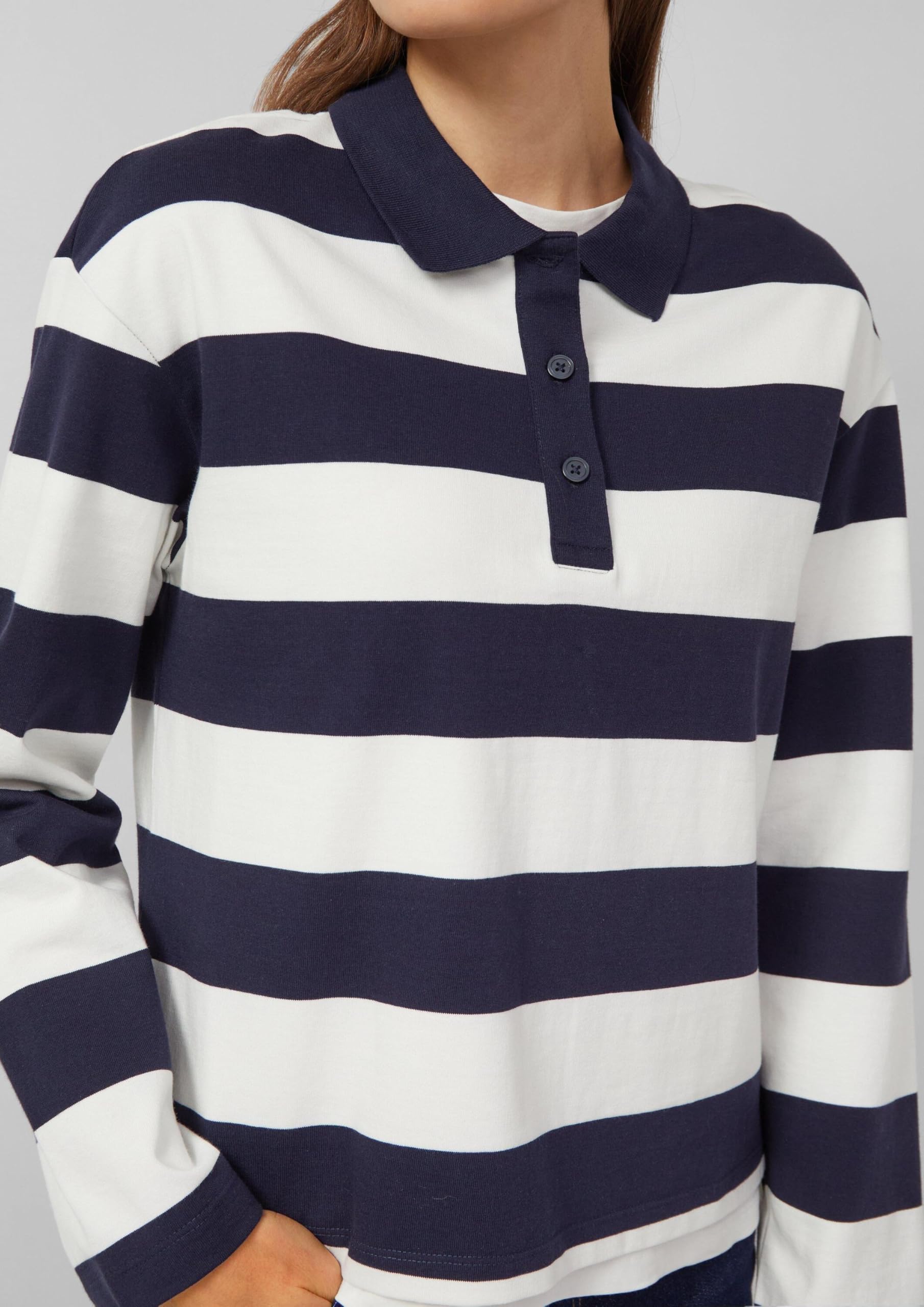 s.Oliver RED LABEL Streifen-Sweatshirt Polokragen navy Gr 34