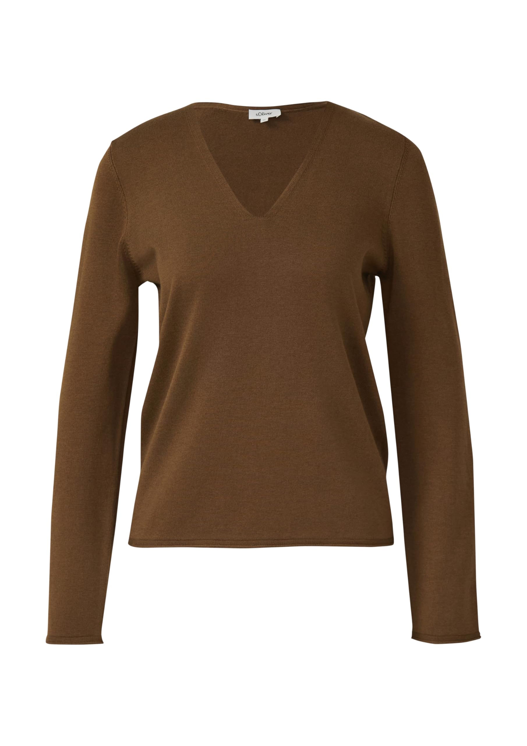 s.Oliver Red Label Feinstrickpullover V-Ausschnitt Rollkante