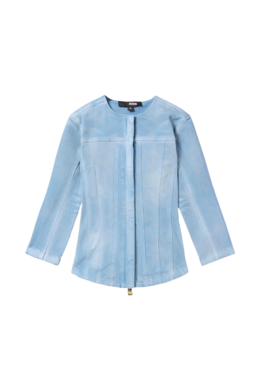 Mowalola Slim Moto Blue Pony Jacke blau Denim