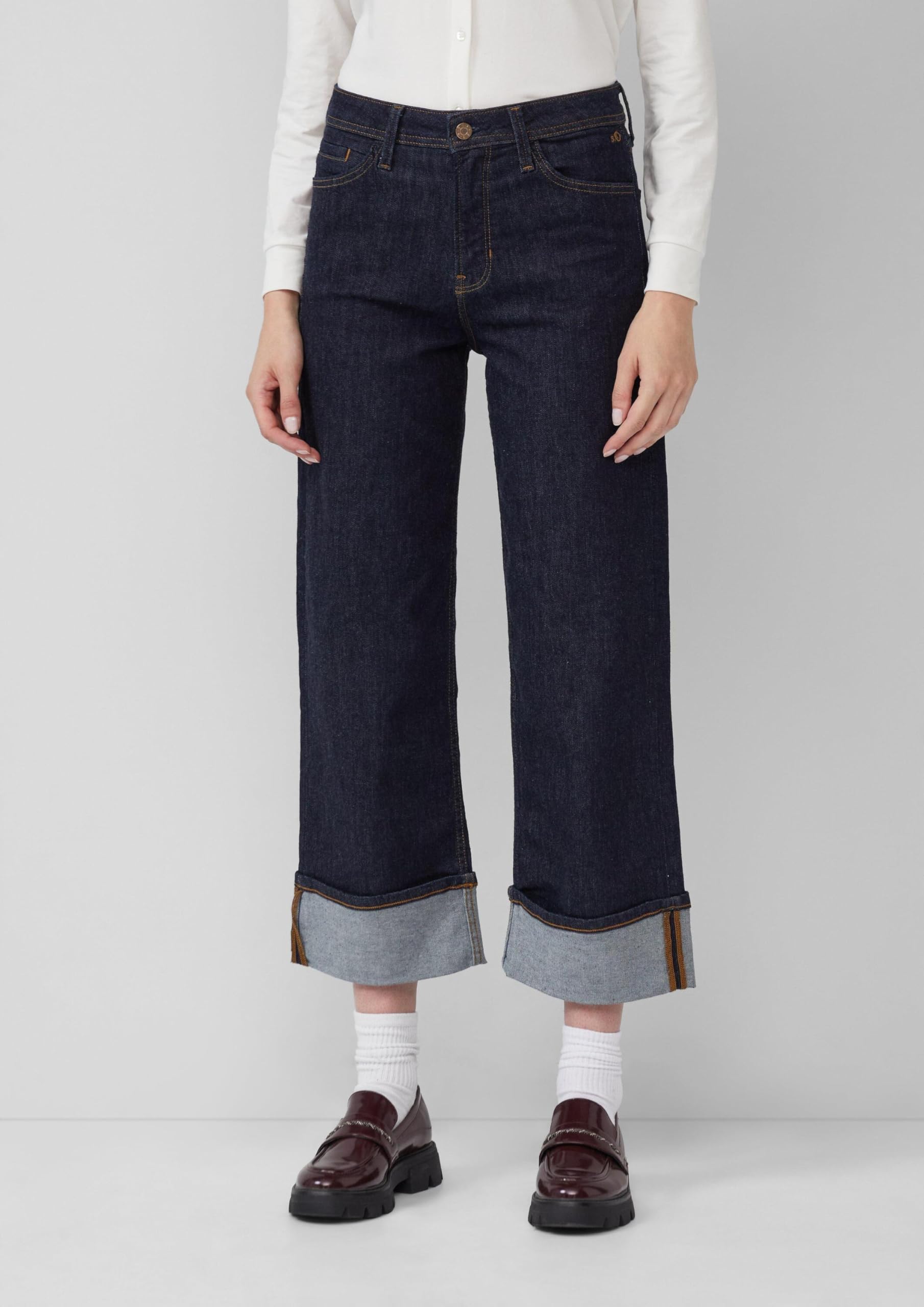s.Oliver Suri Cropped Jeans Wide Fit 34 Rollsaum