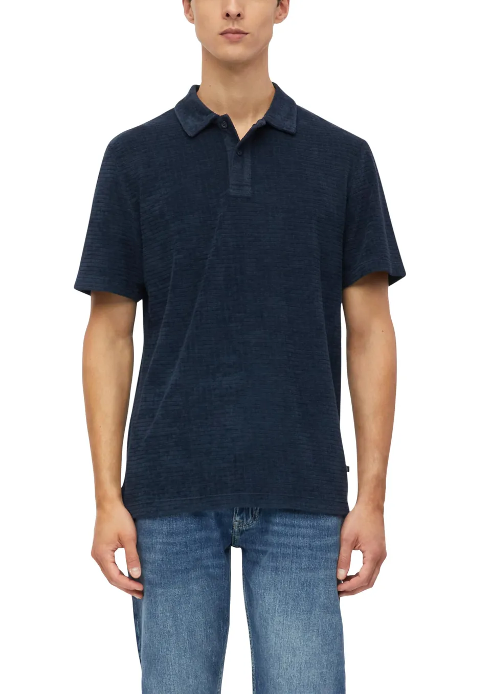 s.Oliver Polo-Shirt Strukturfrottee Navy Baumwolle