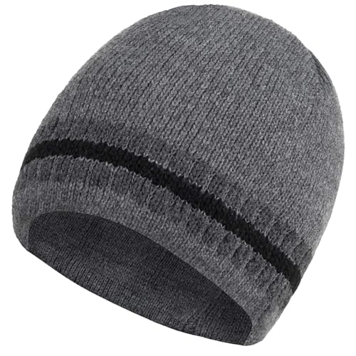 BEZLIT Beanie Strickmütze Grau zweilagig warm
