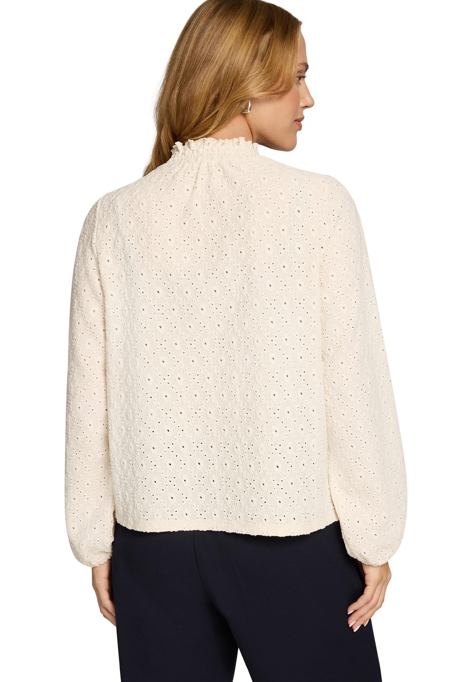 zero Bluse mit Lochmuster Damen Eggnog Gr. 40 luftig