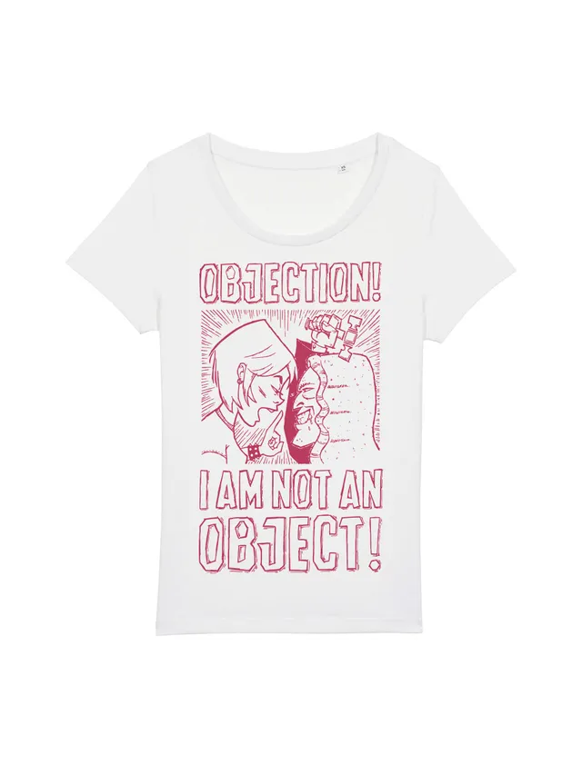 dna merch Objection! I Am Not An Object! Damen T-Shirt Weiß Biobaumwolle