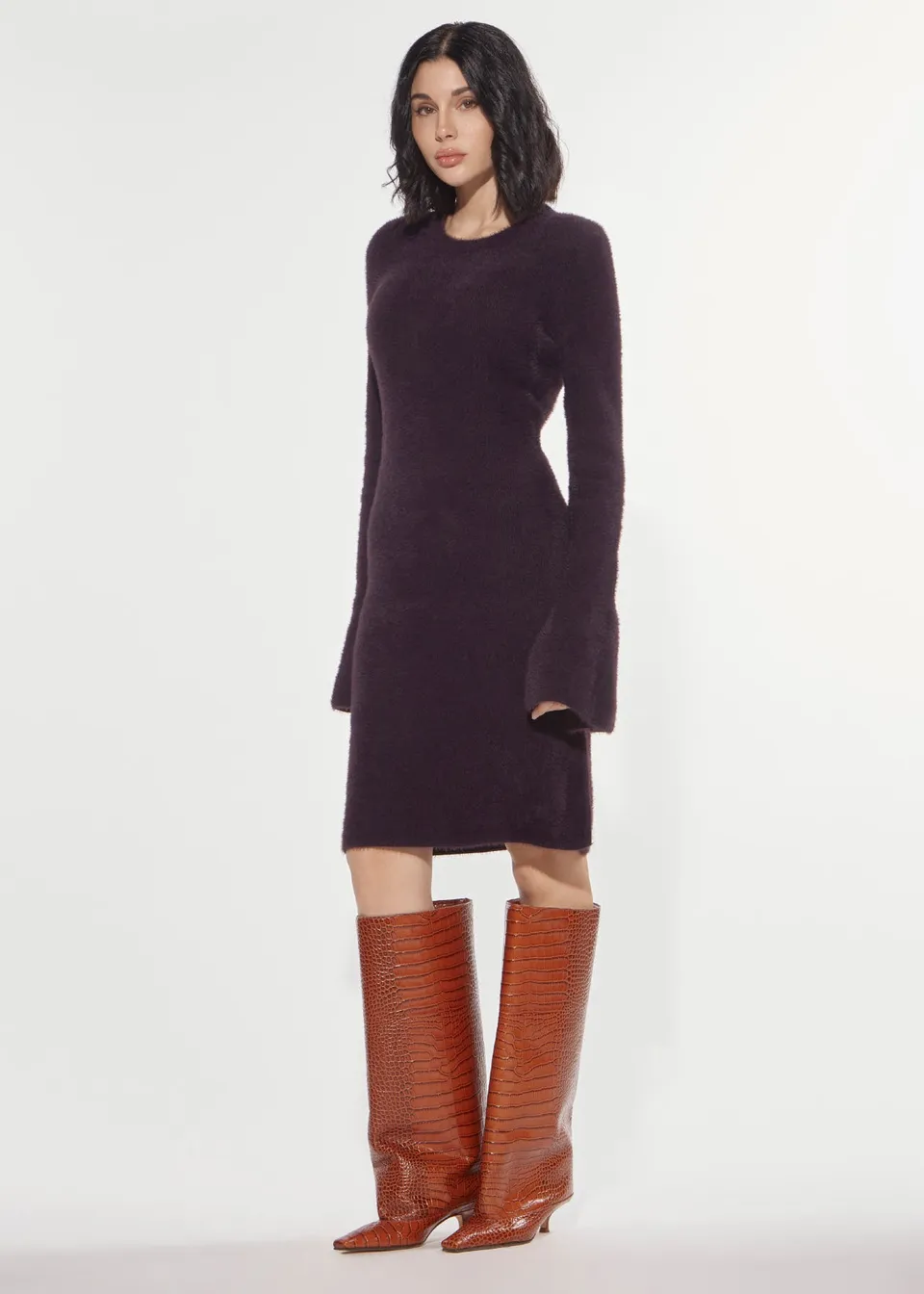 Denny Rose Tubino Midikleid Mole Schlitz Strick