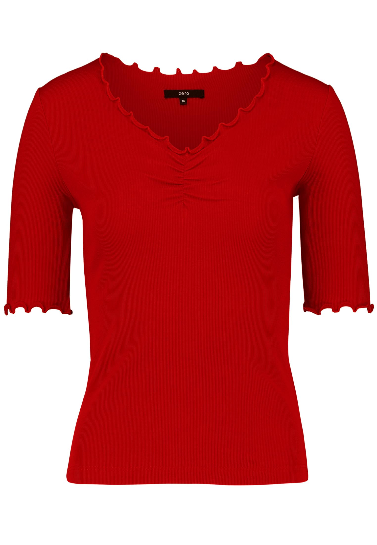 zero Halbarm-Shirt Raffung Gr.38 Bio-Baumwolle Schwarz