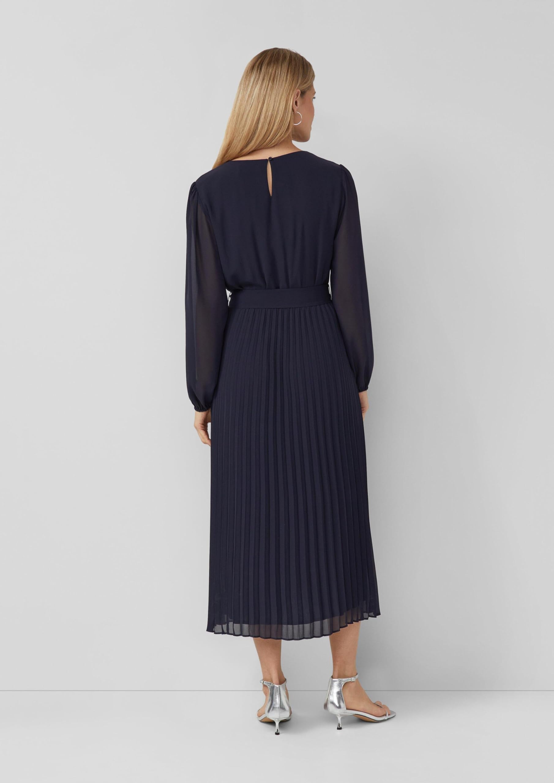 s.Oliver Midi-Chiffonkleid Plissee Kleid Gr. 40 mit Gürtel