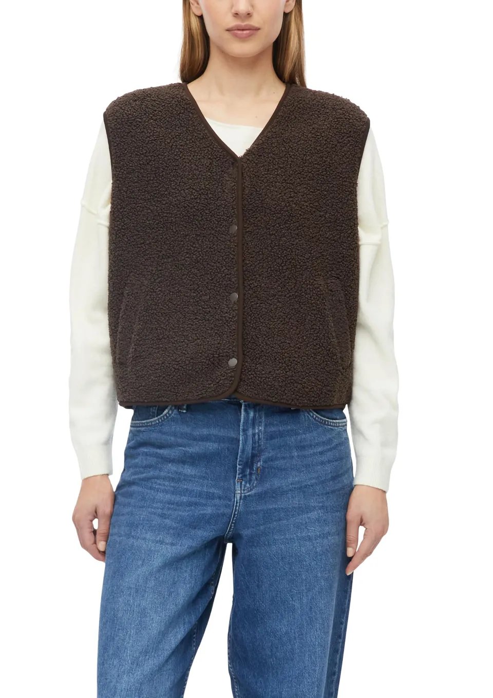 s.Oliver RED LABEL Teddy-Weste Relaxed Fit flauschig