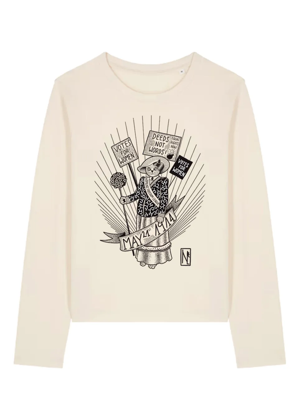 dna merch Suffragetten Langarmshirt Damen Weiß Bio