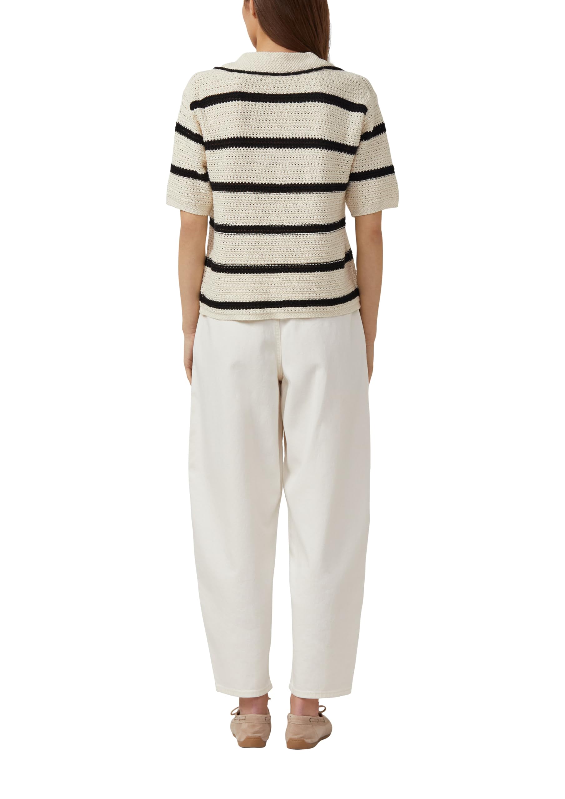 s.Oliver Red Label Strickpolo V-Ausschnitt helles Beige Relaxed Fit