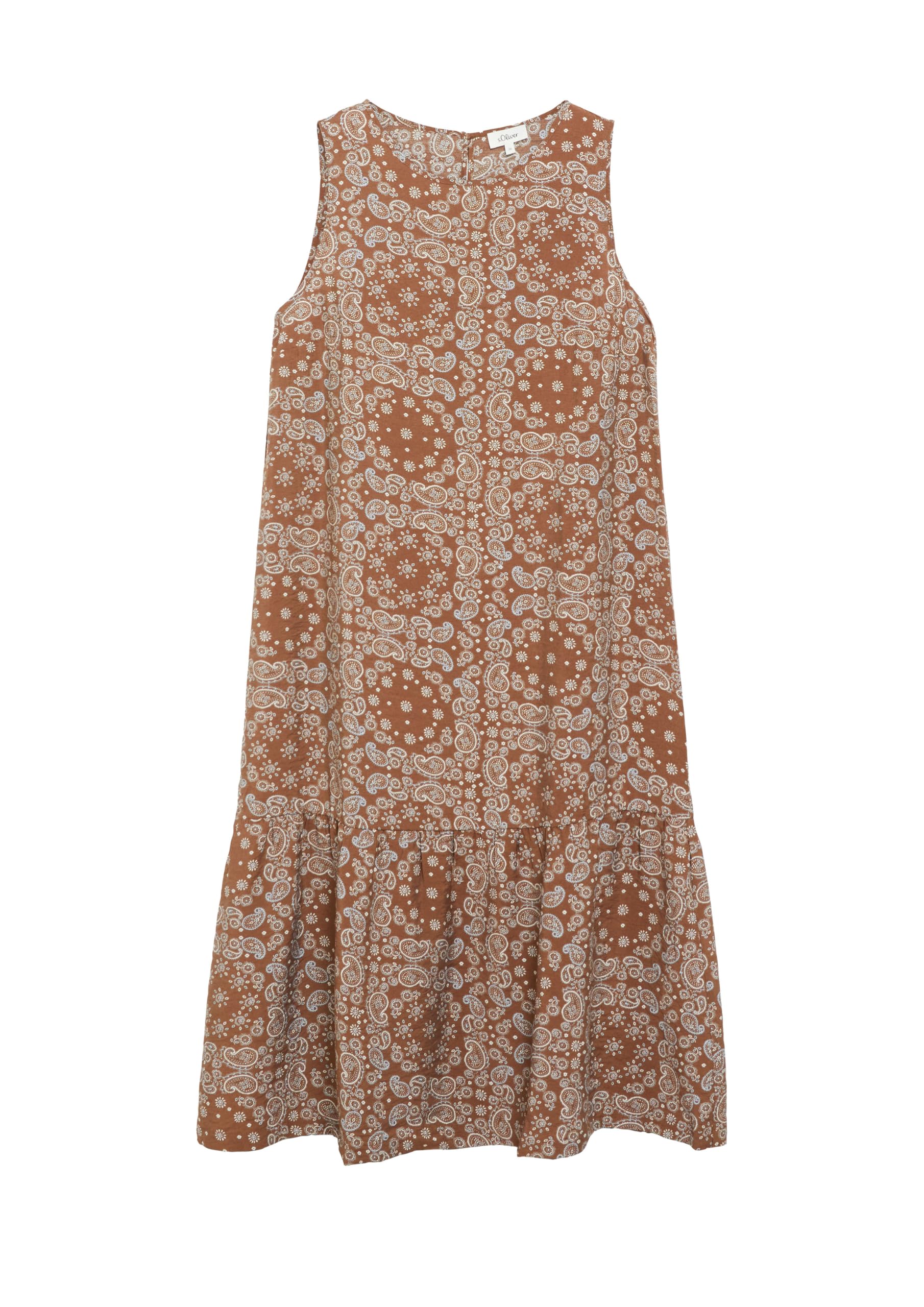 s.Oliver Red Label Kleid mit All-Over-Print und Raffung karamell