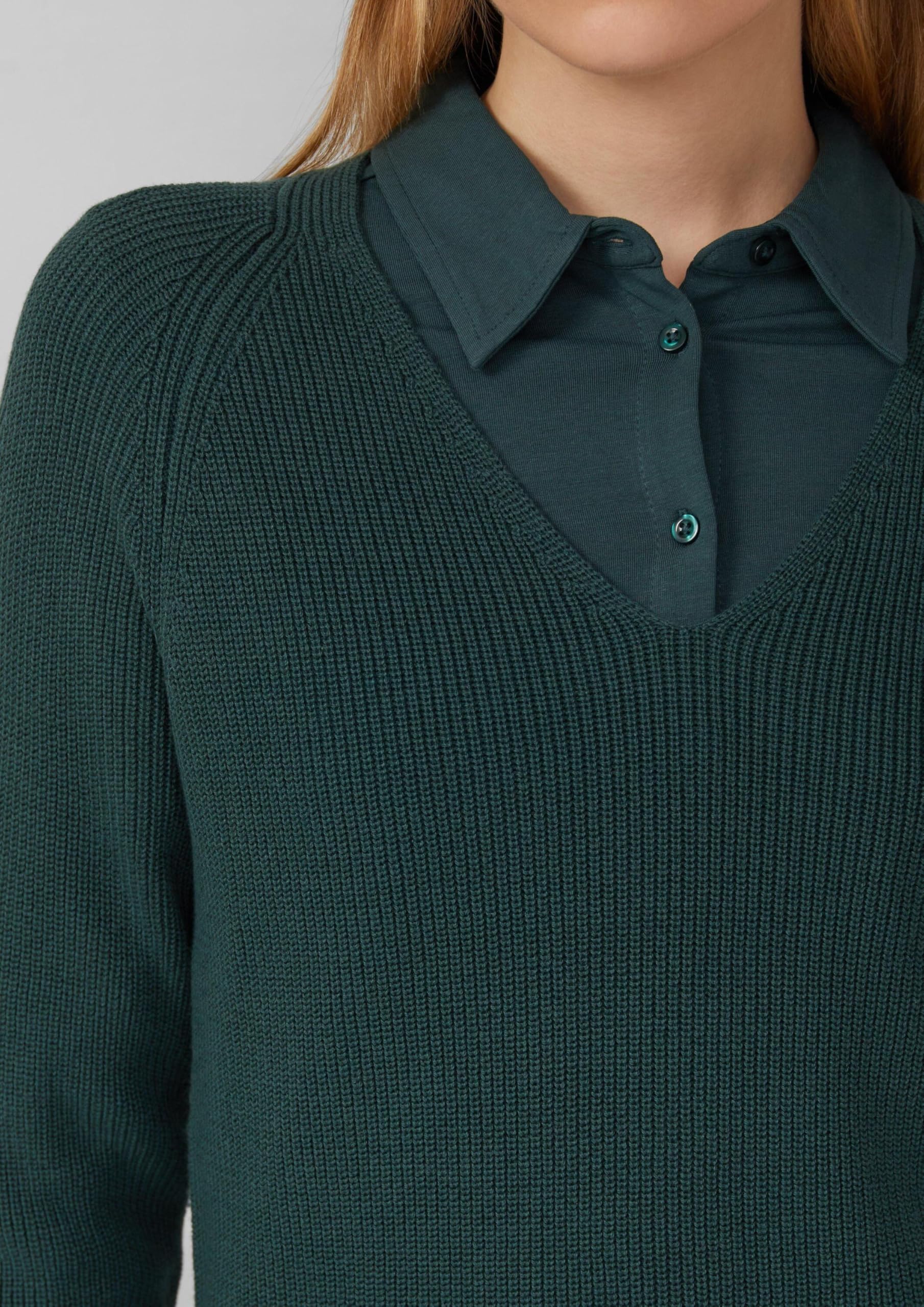 s.Oliver Junior Strickpullover V-Ausschnitt schwarz Baumwolle