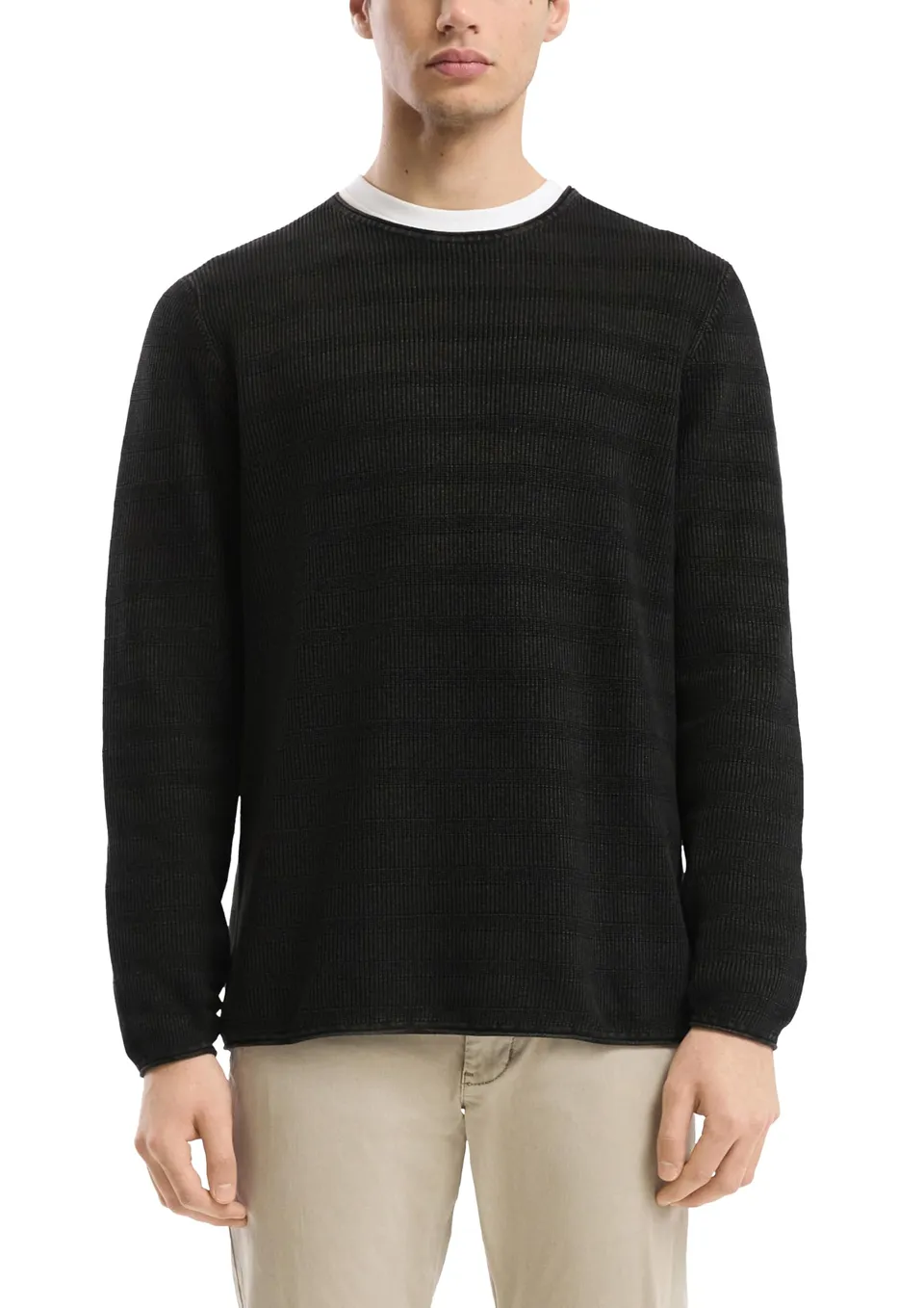 s.Oliver QS Strickpullover Rippstruktur Pullover olivgrün