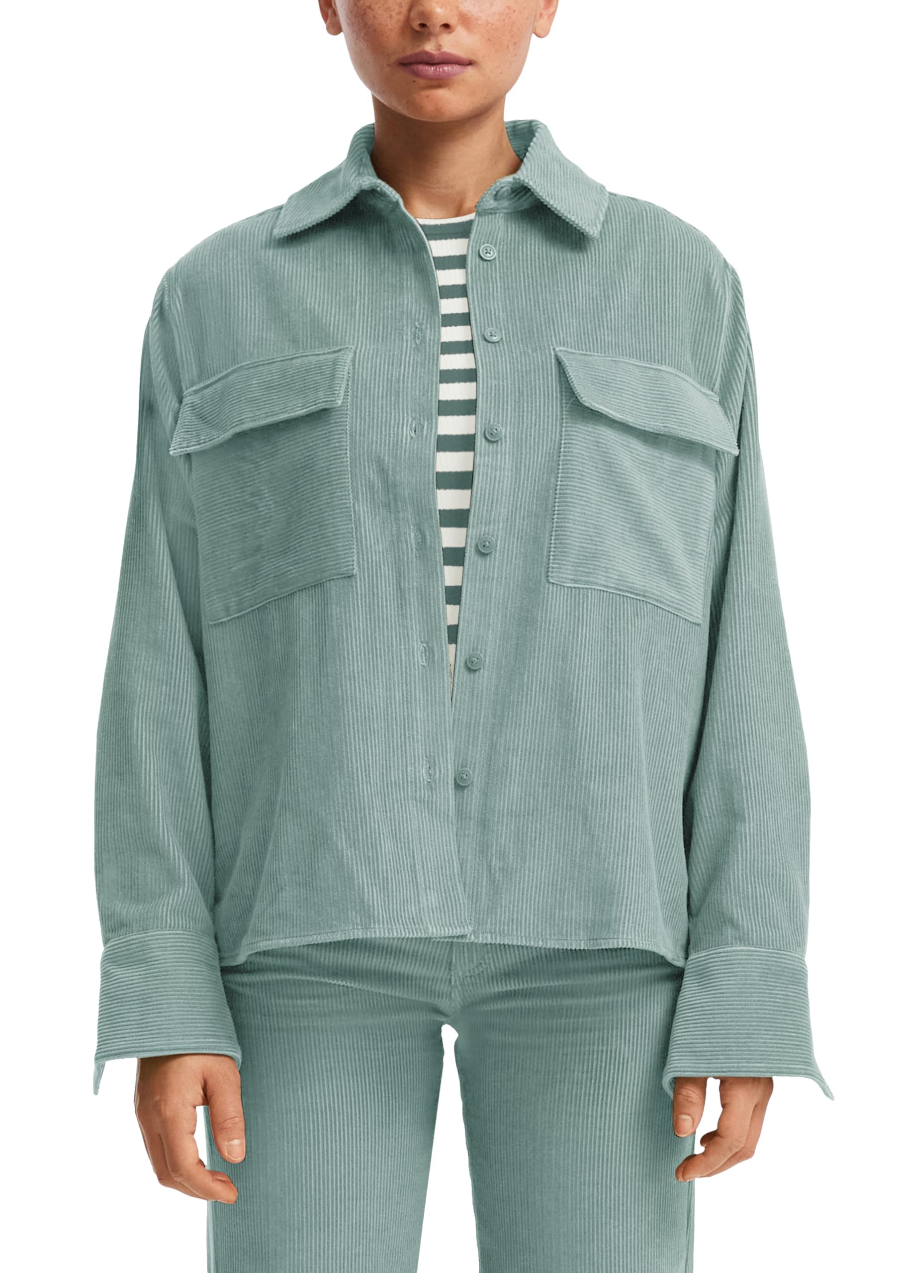QS by s.Oliver Cord-Overshirt Brusttaschen pastelltürkis