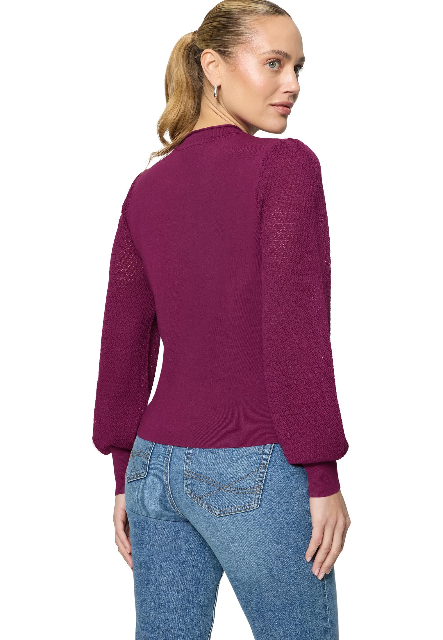 zero Feinstrickpullover Puffärmel Magenta Gr. 40